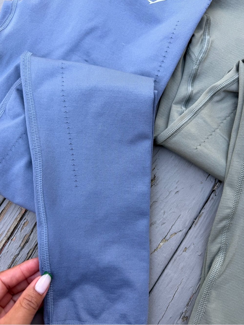 Gymshark 2 Seamless Leggings - Blue and Sage - Picture 3 of 6